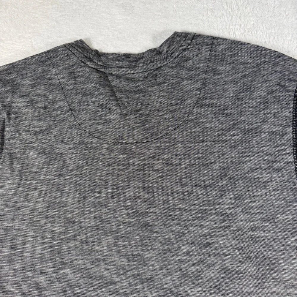 Tommy Bahama Henley Shirt Mens Large Grey Space Dye Long Sleeve Logo Orange Trim